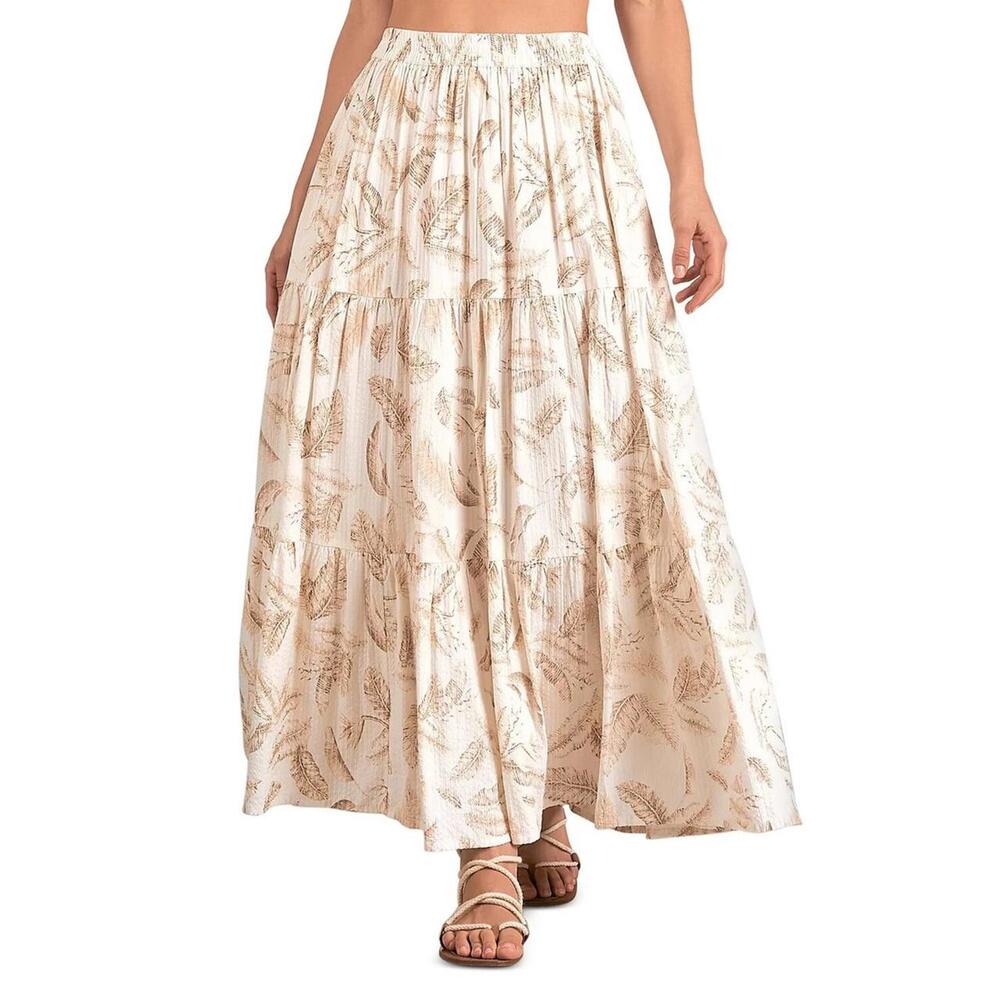 Elan Cotton‎ Blent Printed Tiered Maxi Skirt XL NWT